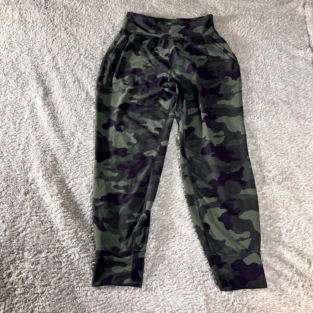 Old Navy Powersoft Jogger Pants Women Medium Green Camouflage High Rise Training
